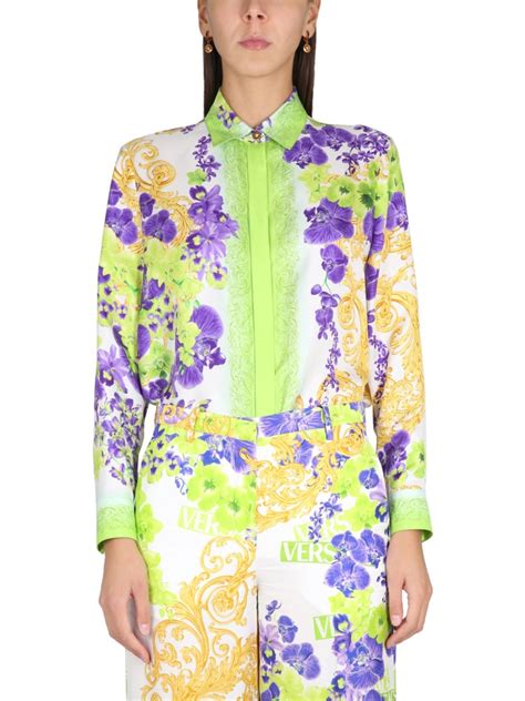 1001360 versace|Versace Printed Silk Shirt .